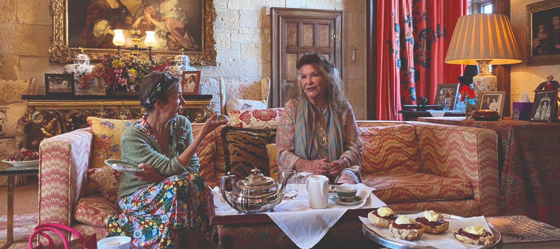 Katie Jarvis and Lady Ashcombe take tea at the castle